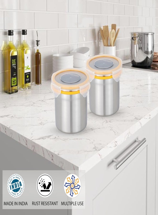 STEELLOCK Stainless Steel Airtight Container with Lid | Leakproof, BPA-Free | Multipurpose Food Storage Containers/Tiffin/Dabba for Office, School & Kitchen | SL-1203-set of 2, 500ml each, Yellow - Image 4